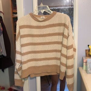 Cream and tan chenille sweater